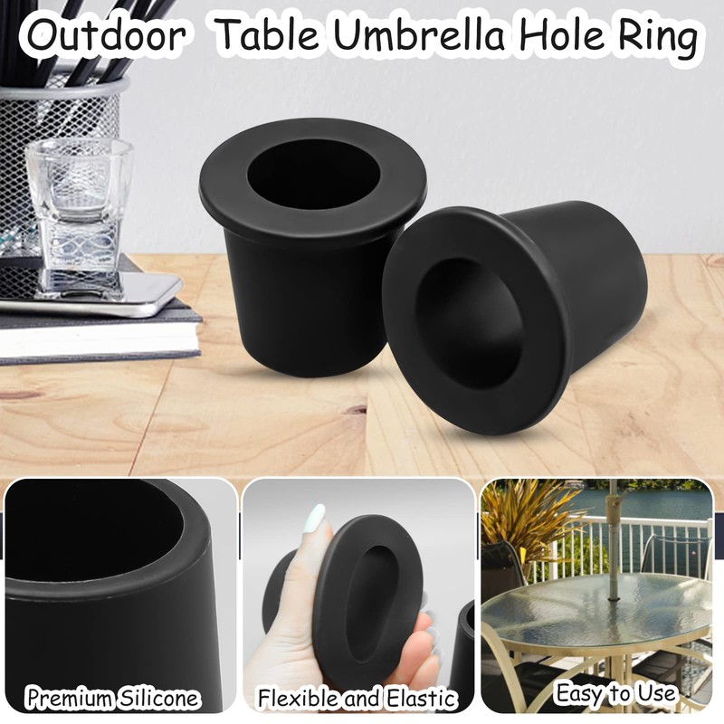2Pcs Patio Table Umbrella Hole Ring Plug, Silicone Pool Sleeve