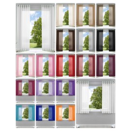 61000CN Set of 2 Transparent Curtains for Living Room Voile Tab-Top Curtain with Lead Band Closure