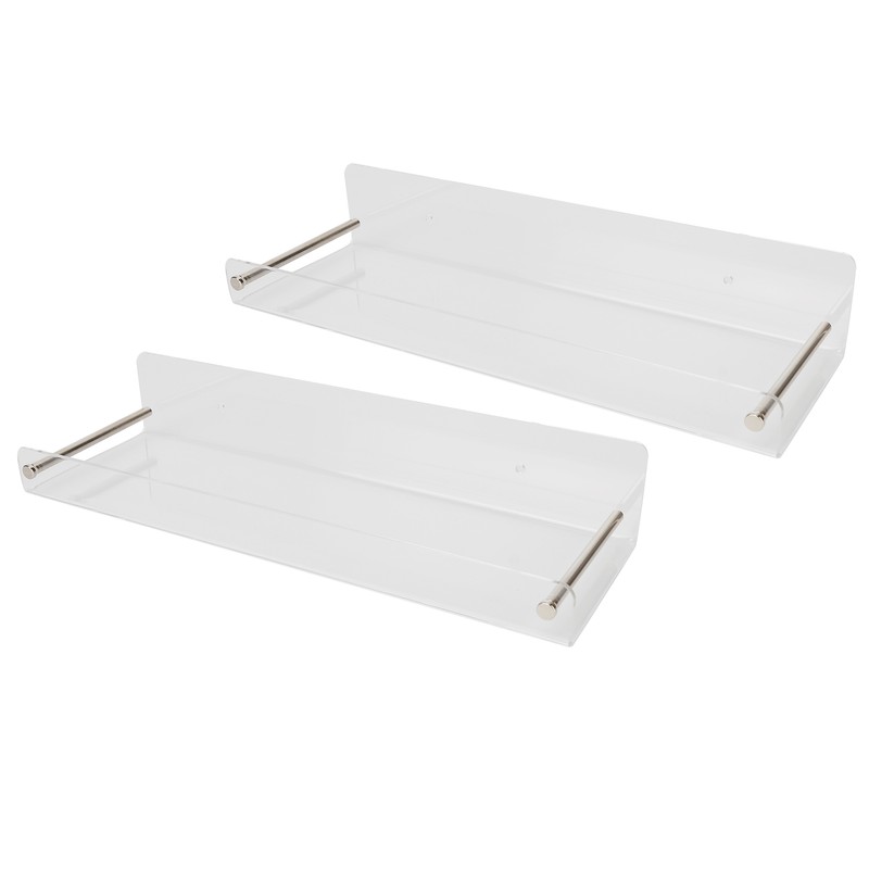 2Pcs Floating Wall Ledge Shelf Acrylic Concealed Bathroom Rack for