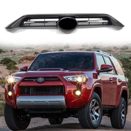 HAPSO Front Upper Hood Grille With Chrome Trim Compatible With 2021 2022 Toyota 4Runner TRD/SR5 Textured Black Grill Replacements