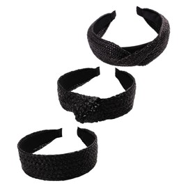 PACKOVE 3Pcs Creative Headdress for Women Elegant Raffia Straw Hairbands with Knotted and Crossed Designs Hair Accessories for Outdoor and Vacation Styling