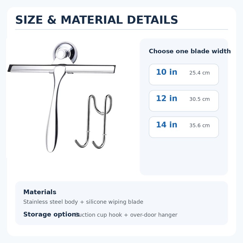 Silicone Shower Squeegee for Glass and Windows – Stainless Steel
