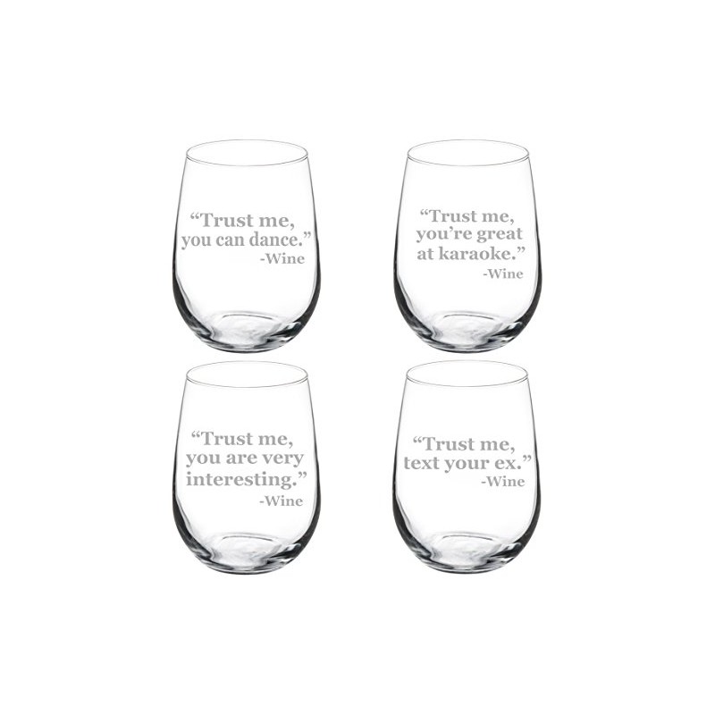 Set of 4 Wine Glass Goblet Funny Trust Me Collection