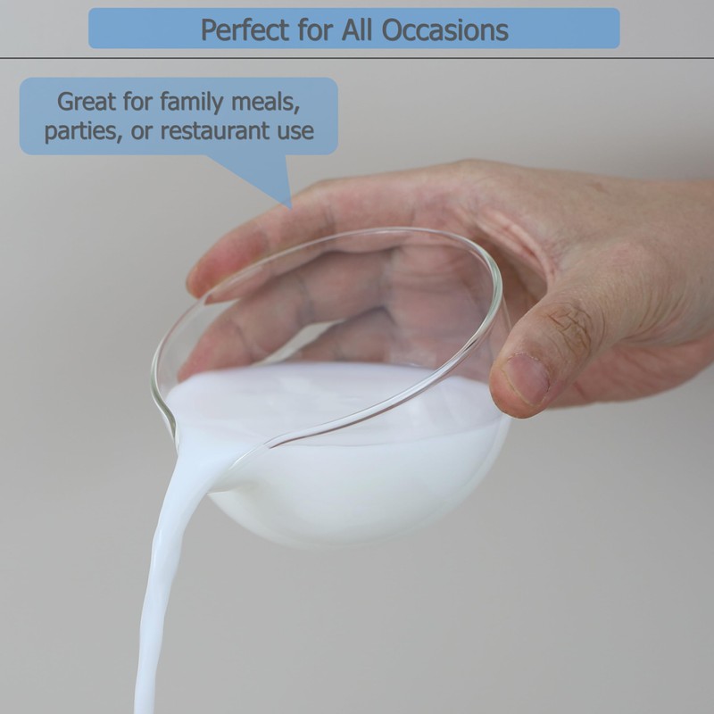 EIKS Glass Bowls with Spout for Mixing and Serving Sauce