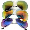 3 pairs Classic Aviator Sunglasses Full Mirror Lens (03 pairs-red-blue-yellow)