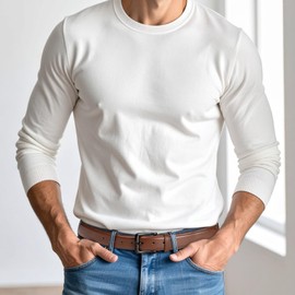 maikun Brown Leather Men's Belt, Belts for Men for office or golf,Black Buckle Length41in