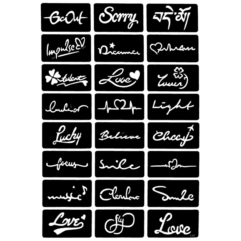 Tattoo Template Set S-25 x 2, Pack of 48