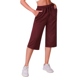 Crewhpo Pantaloni Fitness Donna Vita Alta vestibilità Ampia Tinta Unita