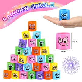 MOOING Pack of 36 Party Bags Rainbow Toy, Rainbow Spiral Springs, Children's Birthday Party Favours, Small Gift for Children, Puzzle Educational Toy, Orange, Total 6 Colours (31 x 19 x 3.8)