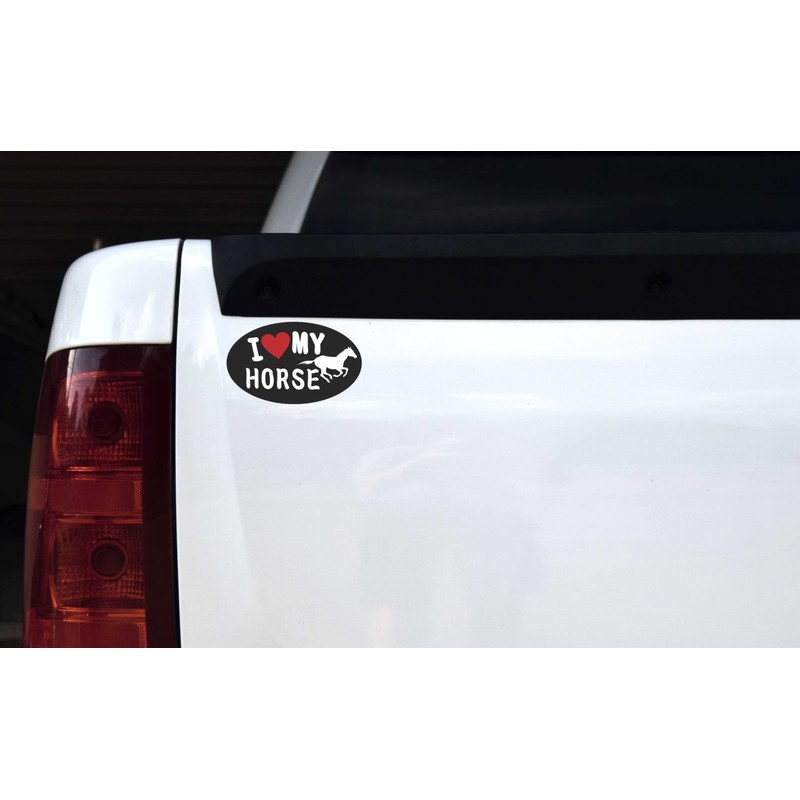 StickerTalk Oval I Love My Horse Vinyl Sticker, 5 inches