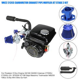 YOXUFA VM22 Carburetor Muffler Stage 1 Assembly for Predator 212cc 196cc 200cc Coleman CT200U-EX BT200X Baja Warrior MB200 GX160 Small Engine Mini Bike Go Kart Parts