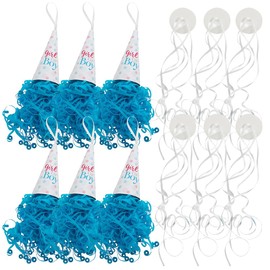 Fun Express Gender Reveal Pull String Streamers-Blue - Party Decor - 6 Pieces