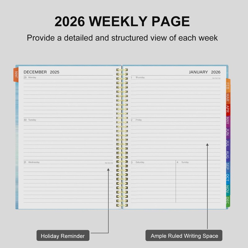 Diary 2026 Week to View A4 from January 2026 to