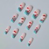 24Pcs Koi Press on Nails Long Square Fake Nails Blue
