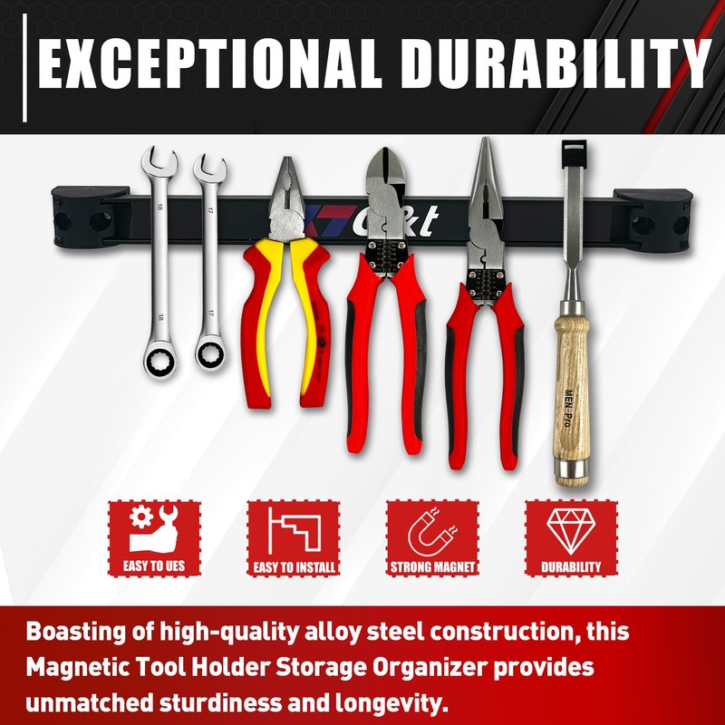 Magnetic Storage Organizer Tool Holder, Magnetic Tool Holder Strip, 6-Pack