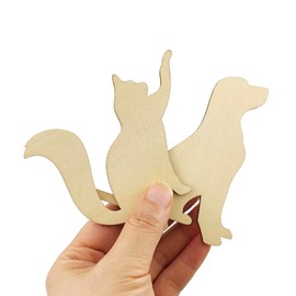 32 Pack Wood Dog & Cat Cutouts Unfinished Wooden Dog & Cat Hanging Ornaments DIY Dog & Cat Craft Gift Tags for Thanksgiving Christmas Home Party Decoration Craft Project