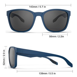 Sunglasses for Men Women Polarized Sports Sunglasses Lightweight Durable Flexible TR90 Frame 100% UV Protection Sunglasses Fishing Driving Running, Matte Navy & Grey