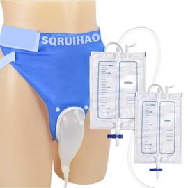 Urine Bags for Old Men, External Urinary Catheter for Male/Famale, Wearable Urinal Bag with Collection Urine Bag (2000ml & 1000ml), Urinary Drainage System, Portable Urine Catheter Bag