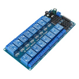 Diitao 12V 16 Channel Relay Module Board Optocoupler LED LM2576 Power Low Level Trigger 16 CH Expansion Board (12V 16-Channel)