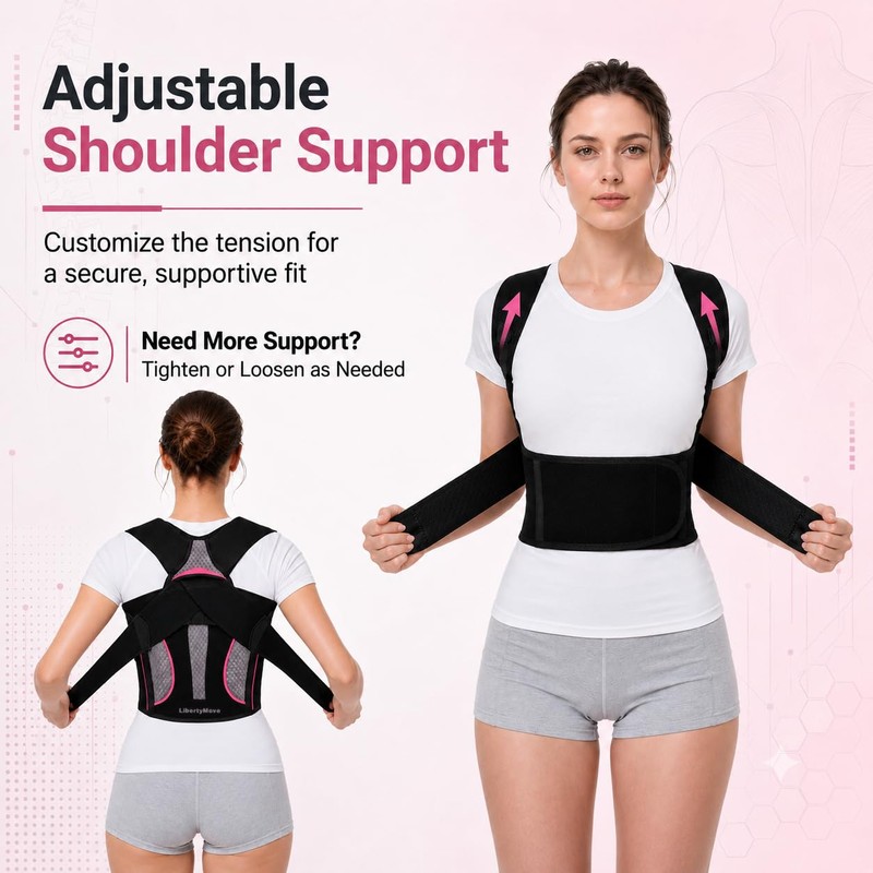LibertyMove Posture Corrector for Women, Adjustable Upper Back Brace with
