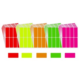 Color Coding Labels Neon 7.6cm x 2.5cm (3x1 inch) Rectangular Stickers in Bright Neon Colors Yellow/Pink/Orange/Green/Red - 160 Pack by Royal Green