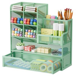 Marbrasse Portaplumas de malla para escritorio, organizador multifuncional de lpices con cajn, organizadores de escritorio y accesorios para...       