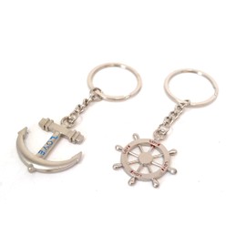 BETTER WITH FRIENDS 2 x Boats Ships Sea Ports Beach He and Her Keyring 50 50th Love Heart Bride Groom for Car and Home, Silver, M, silver