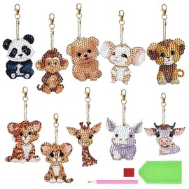 Diamond Art Keychain Handmade Kit Girl Accessories Pendant (10 Animals)