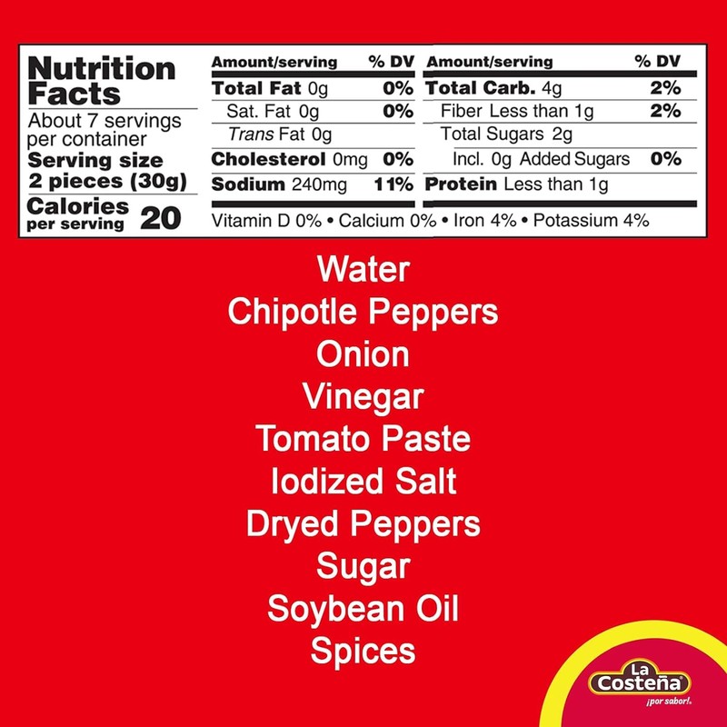 La Costena Chipotles Peppers in Adobo Sauce 220g (Pack of