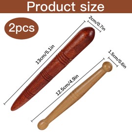Cisixin Pack of 2 Wooden Massage Sticks, Trigger Point Massager Massage Sticks, Massage Roller Stick Traditional Tool Thai Massage Body for Feet, Legs, Neck, Back