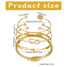 FDEETY 5 Piece Bracelets Set Women's Multi-Layer Stackable Bracelet Bangle Knot Circle Ring Open Geometric Bracelet Set Fashion Jewellery Gift for Girls Women, Iron alloy