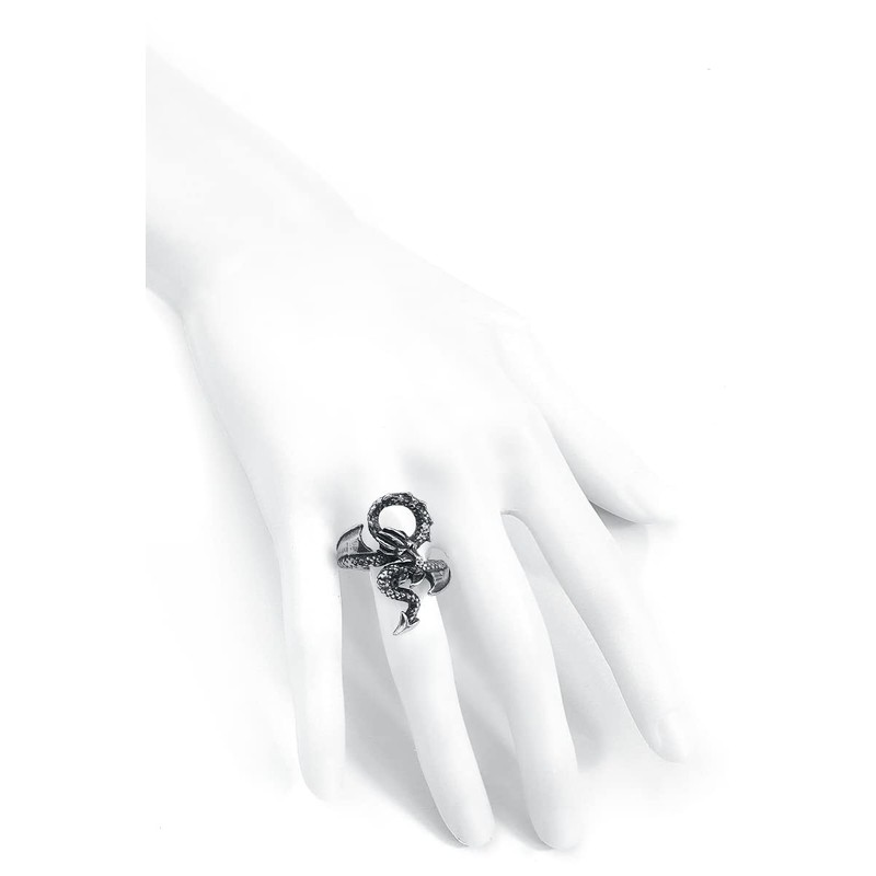 Alchemy Gothic Dragon's Lure Ladies Ring Colour Silver L-XL Pewter,