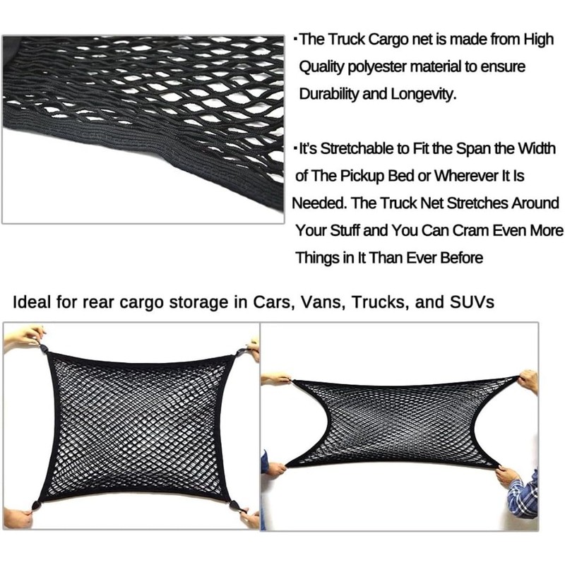 32x24in Premium Quality Adjustable Elastic Cargo Net Universal Stretchable Truck