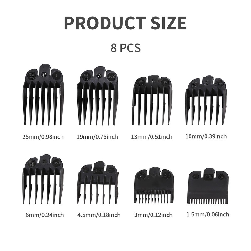 8 PCS Hair Clipper Guards, 8 Sizes Hair Clipper Guards