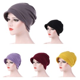 YOFASEN Women's Winter Warm Beret Hat - Plain Beanie Hat Visor Beret Hat Casual Cotton Hair Loss Hat Hair Cover Cap Headwear for Hair Loss Chemo, red