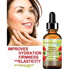 Botanical Beauty Organic HIBISCUS OIL ( Hibiscus Sabdariffa ) JAPANESE 100 Pure Natural VIRGIN UNREFINED COLD PRESSED Anti Aging, Vitamin E oil for FACE, SKIN, HAIR GROWTH 4 Fl.oz.- 120 ml