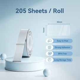 NIIMBOT Thermal Transfer Labels 0.55''x1.18'', Only for B18 Label Maker, PET Material, Waterproof and High-Temperature Resistance, Long Storage Time, Clear(14x30mm-205)