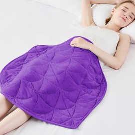 Weighted Lap Blanket 5 lbs for Adults, Luxury Soft Small Weighted Blanket, Compact Portable Weighted Lap Pad for Relaxation, Sleeping, Travel, All-Season Use, Deep Purple, 30" x 40"