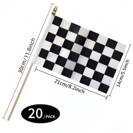 Racing Car Flags on a Wooden Stick 20 PCS Checkered Small Flags Hand Waving Flag Hand Held Small Flag Mini Solid Flag Small DIY Flags On Stick Party Garden Outdoor Decorations 14 * 21cm/5.5 * 8.2in