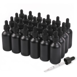 NOOEEISS 2oz Glass Dropper Bottle,Preety Texture Tincture Bottles with Precise Scales Eye Droppe,for All Kinds Of Mixed Liquids,Leak-Proof Design for Easy Travel (Black Frosted-24Pack)
