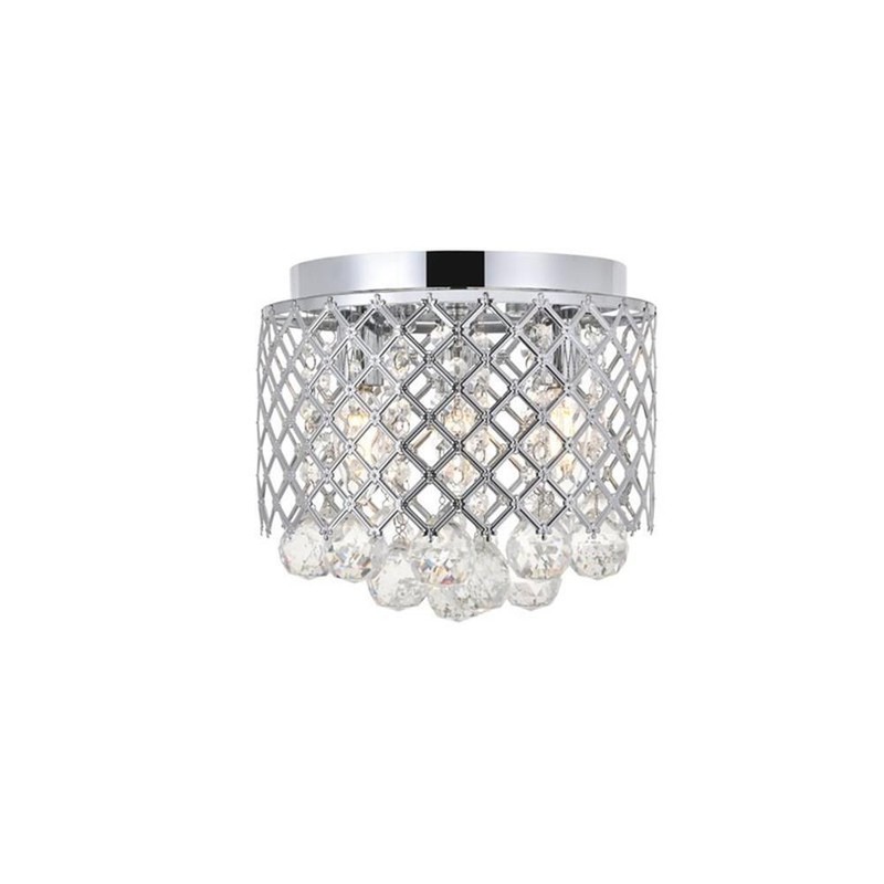 Living District Tully 3-Light Mid-Century Metal Flush Mount in Chrome