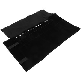 WRITWAA Portable Flannel Travel Jewelry Case Roll Bag Organizer, Multifunction Luxury Flannel Jewelry Roll Bag, Foldable Ring Storage Bag Earrings Necklace Roll Organizer Pouch, Black