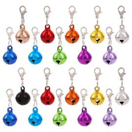 GSHLLO 20 Pcs Colorful Pet Collar Bells Small Metal Cat Bells Loud Puppy Bell Charms Pendant Animal Dog Training Bells Christmas Jingle Bells with Clasps