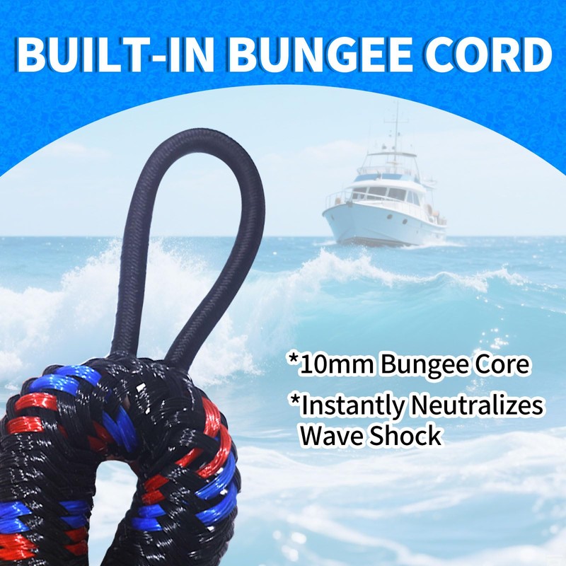 4FT Bungee Dock Line for Boats – Shock-Absorbing Elastic Rope