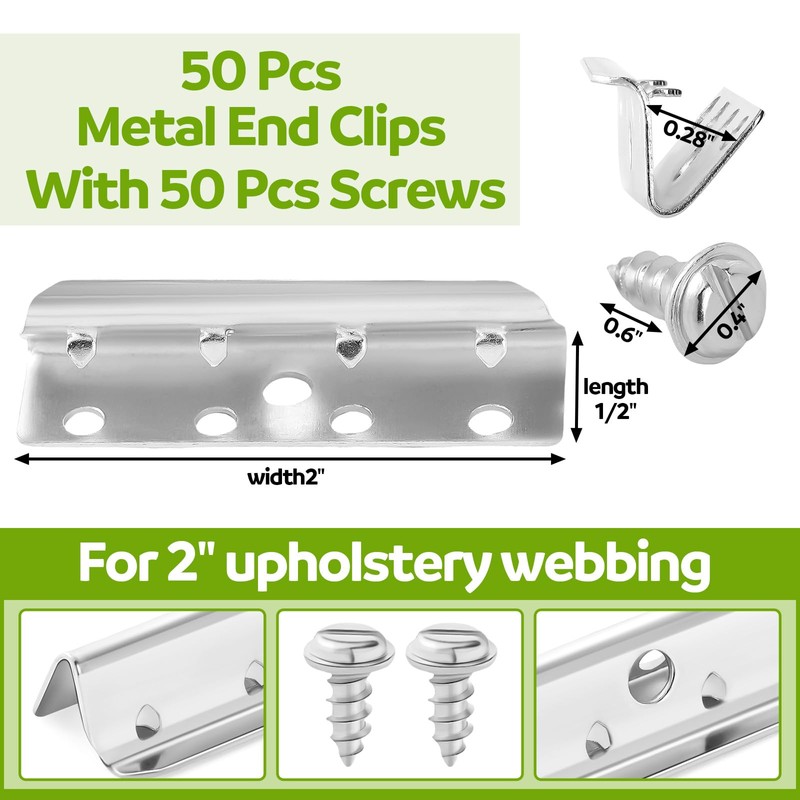 MorningRo 50 Pcs Metal End Clips for Rubber/Elastic Lawn Chair