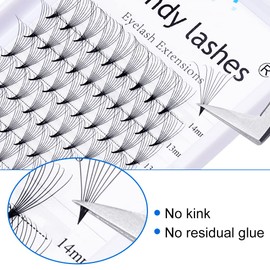 Premade Fans Eyelash Extensions 5D 6D 7D 8D 10D Volume Lash Extensions 0.07mm Thickness Short Stem heat bonded Premade Fans Russian Volume Pre-fanned Lash Extensions(8D-0.07-D, 8-14mm Mixed Tray)