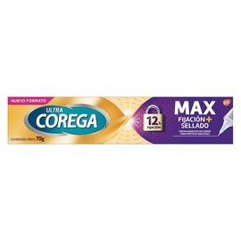 Corega Ultra Max Fijación y Sellado Crema Adhesiva para Prótesis Dentales, Sin Sabor, 70g