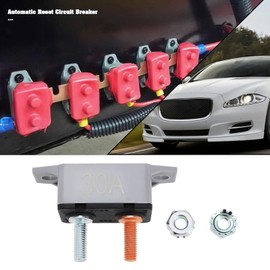 YINETTECH 2PCS Automatic Reset Circuit Breaker 30A 12V-24V with Screws 125/250VAC 50VDC 51x20.5x32.2mm Screw Terminal #10-32 for Car Marine Truck RV