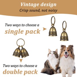 2 Pcs Cat Bells for Collar Copper Collar-Bells for Small Pets 0.7 inch Brass Cat Collar Charms Retro Craft Bells Anti-Lost ID Tags for Kitten Puppy Outdoors