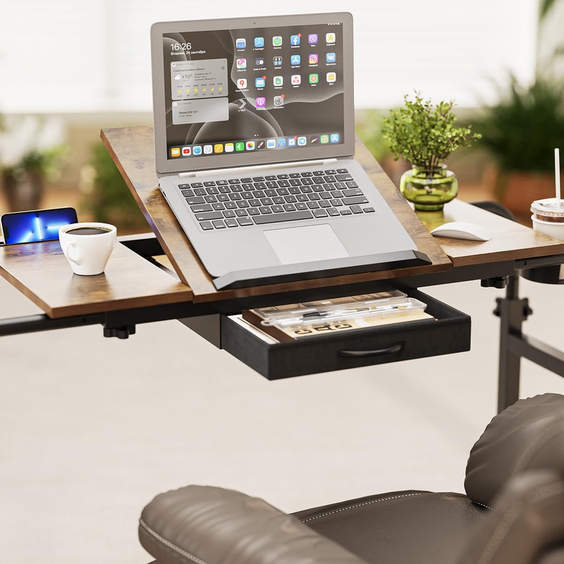GiftGo Overbed Table with Wheels Rolling Laptop Desk Cart Table